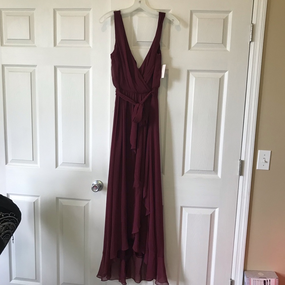 David’s Bridal Wine Bridesmaid Dress